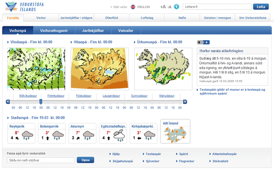 weather forecasts, Icelandic version