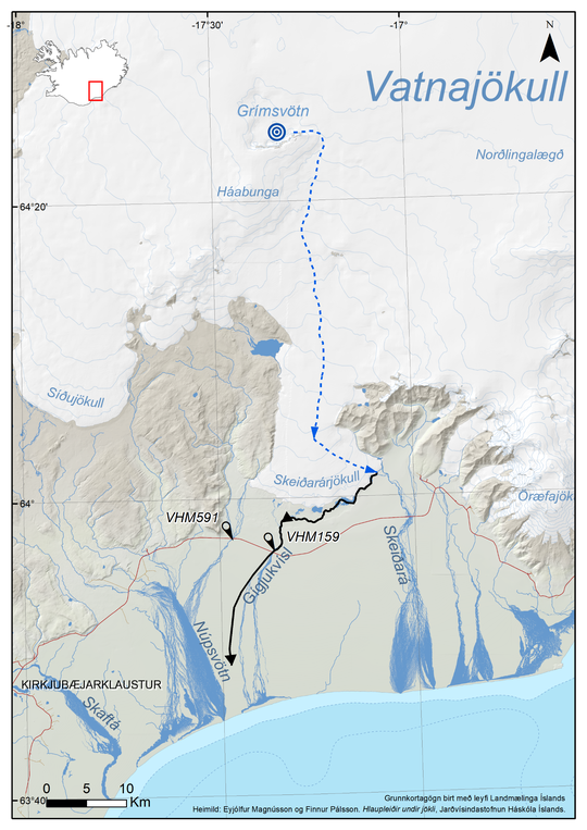Grimsvatnahlaup_kort