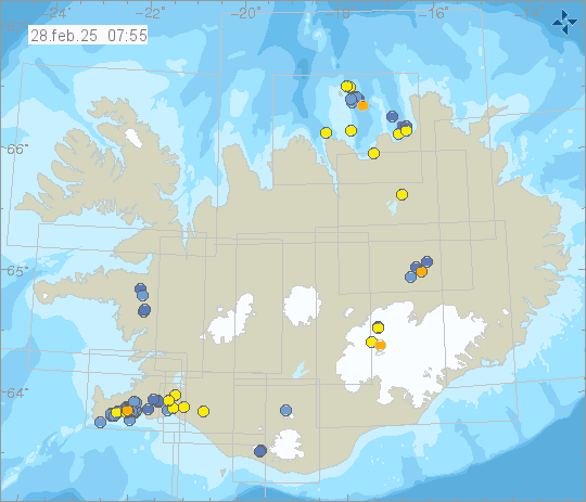 Map of earthquake epicentres