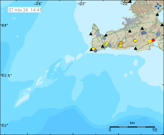 Map of earthquake epicentres