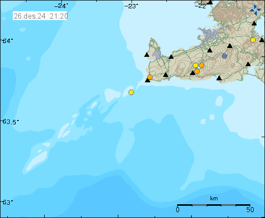 Map of earthquake epicentres