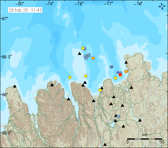 Map of earthquake epicentres